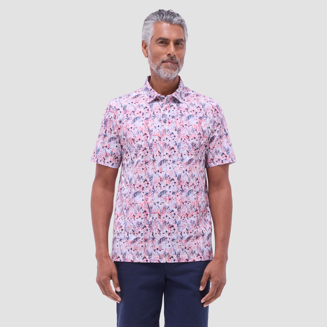 Victor Leaf Print OoohCotton Polo Shirt