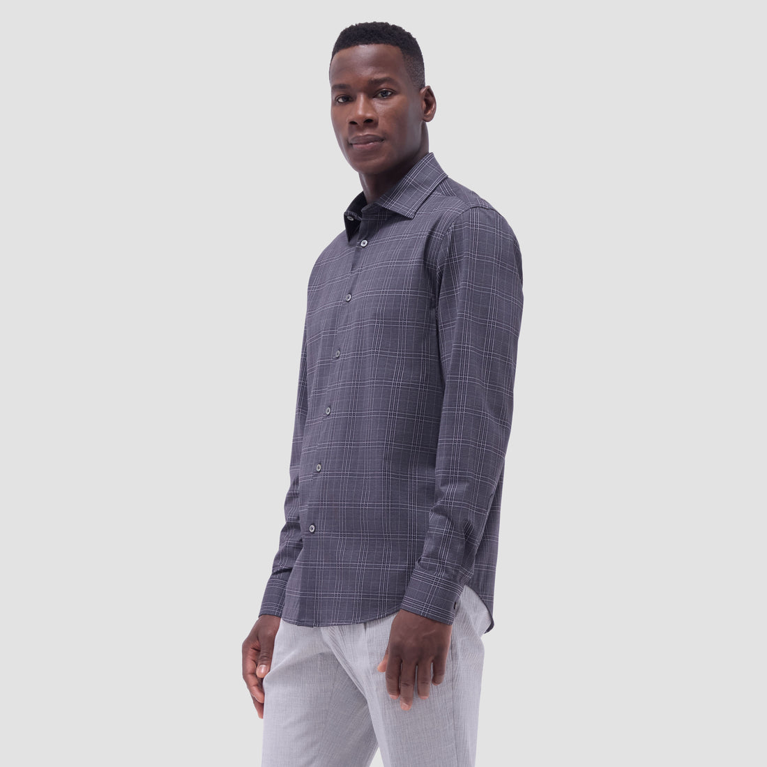 Jimmy Double-Sided Glen Plaid & Herringbone OoohCotton Shirt