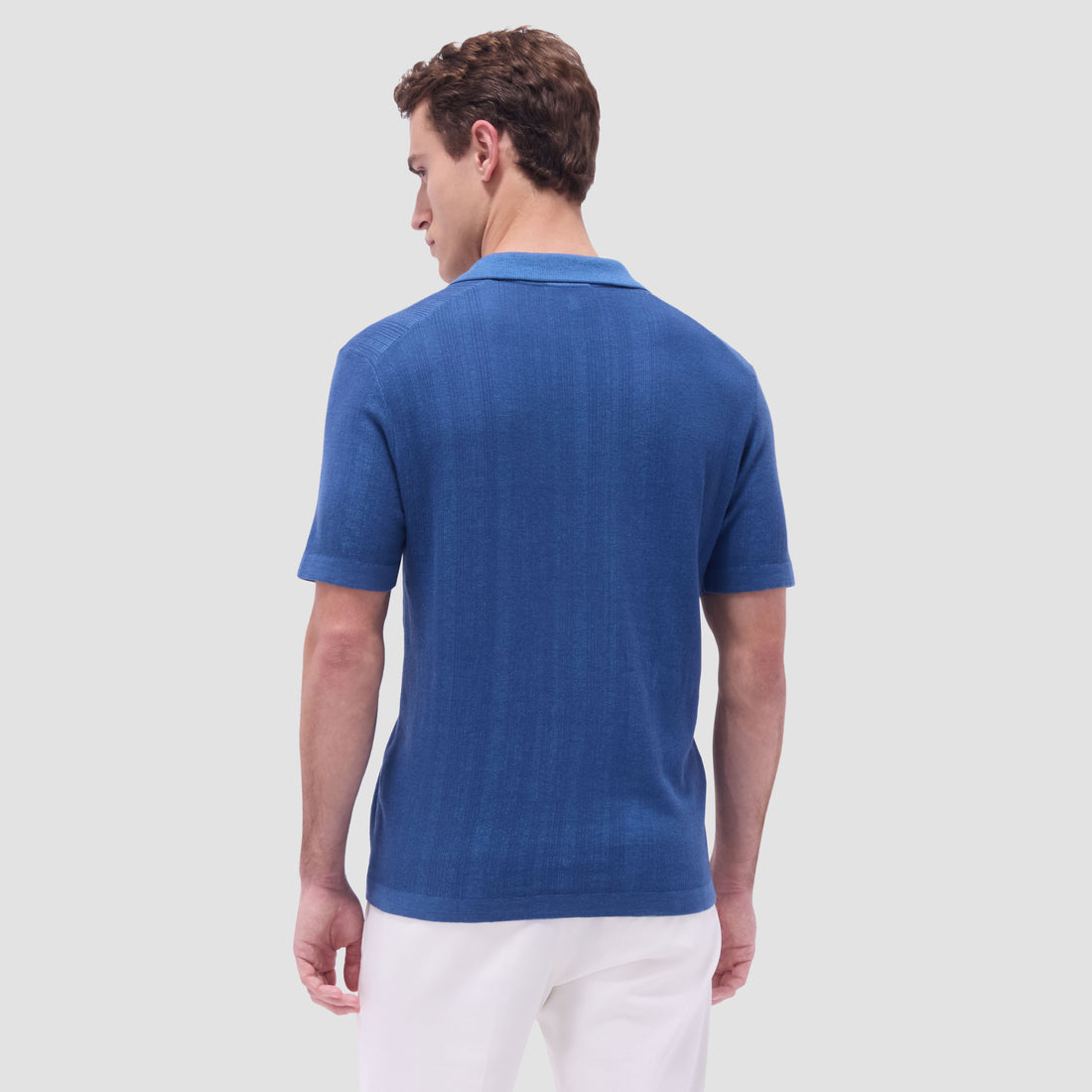 Two-Tone Rib Stitch Short Sleeve Johnny Sweater