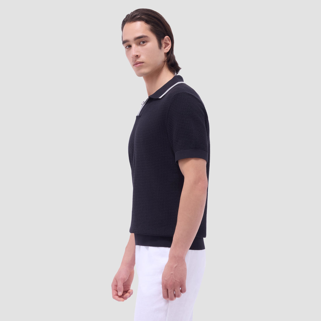 Seed Rib Short Sleeve Johnny Sweater