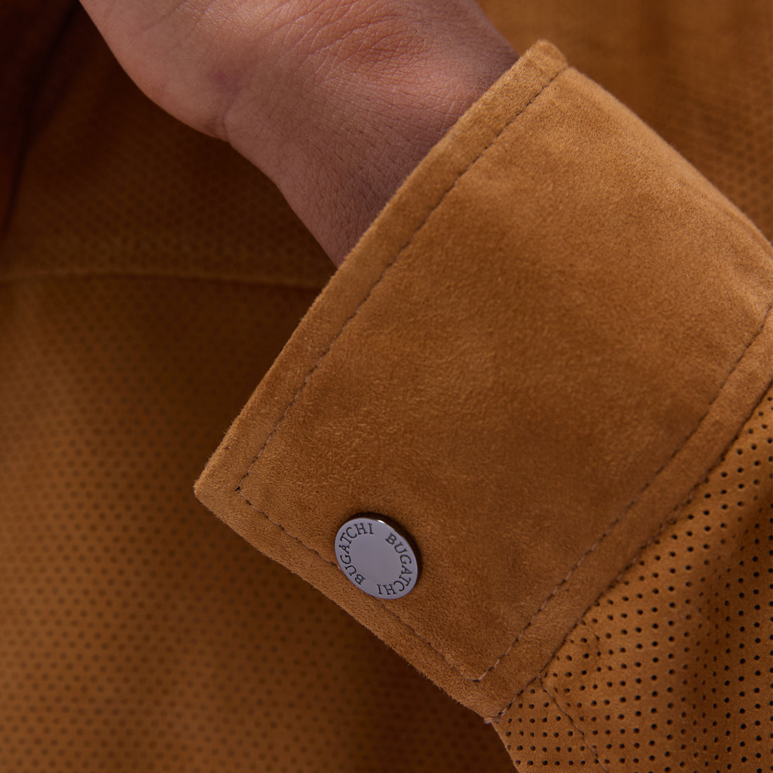 Perforated Suede Shirt Jacket