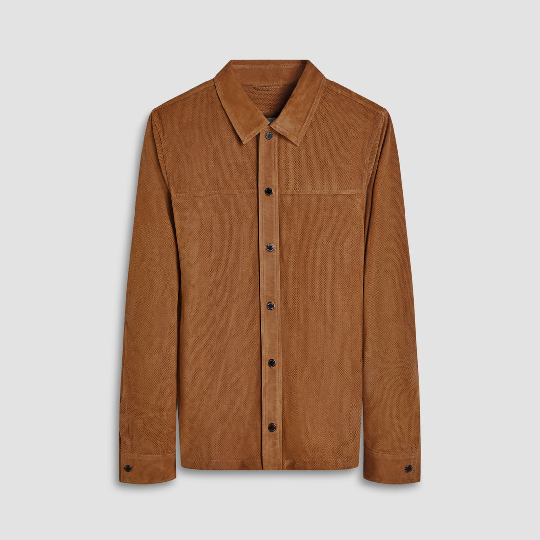 Perforated Suede Shirt Jacket