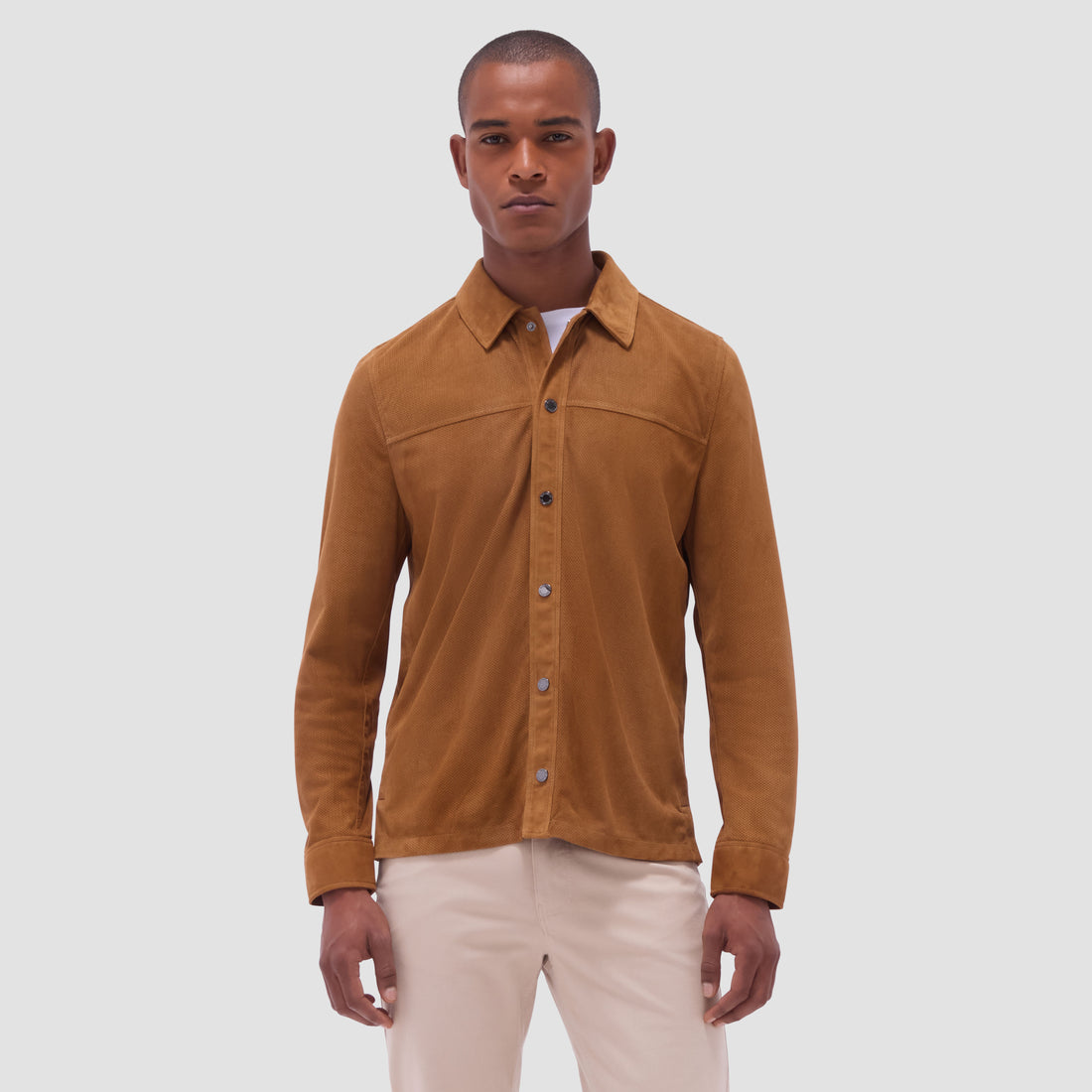 Perforated Suede Shirt Jacket