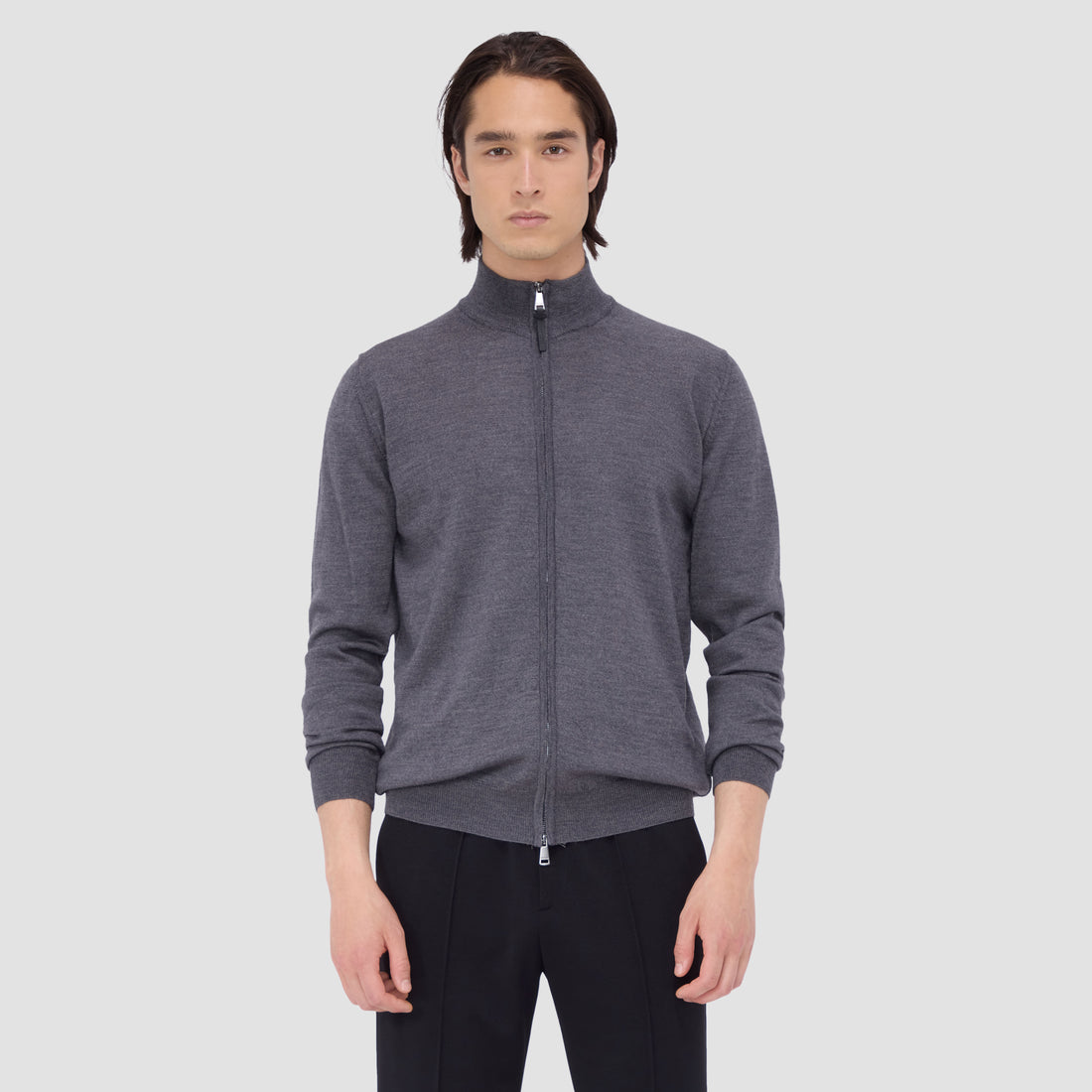 Super Merino Mock Neck Full Zip Sweater