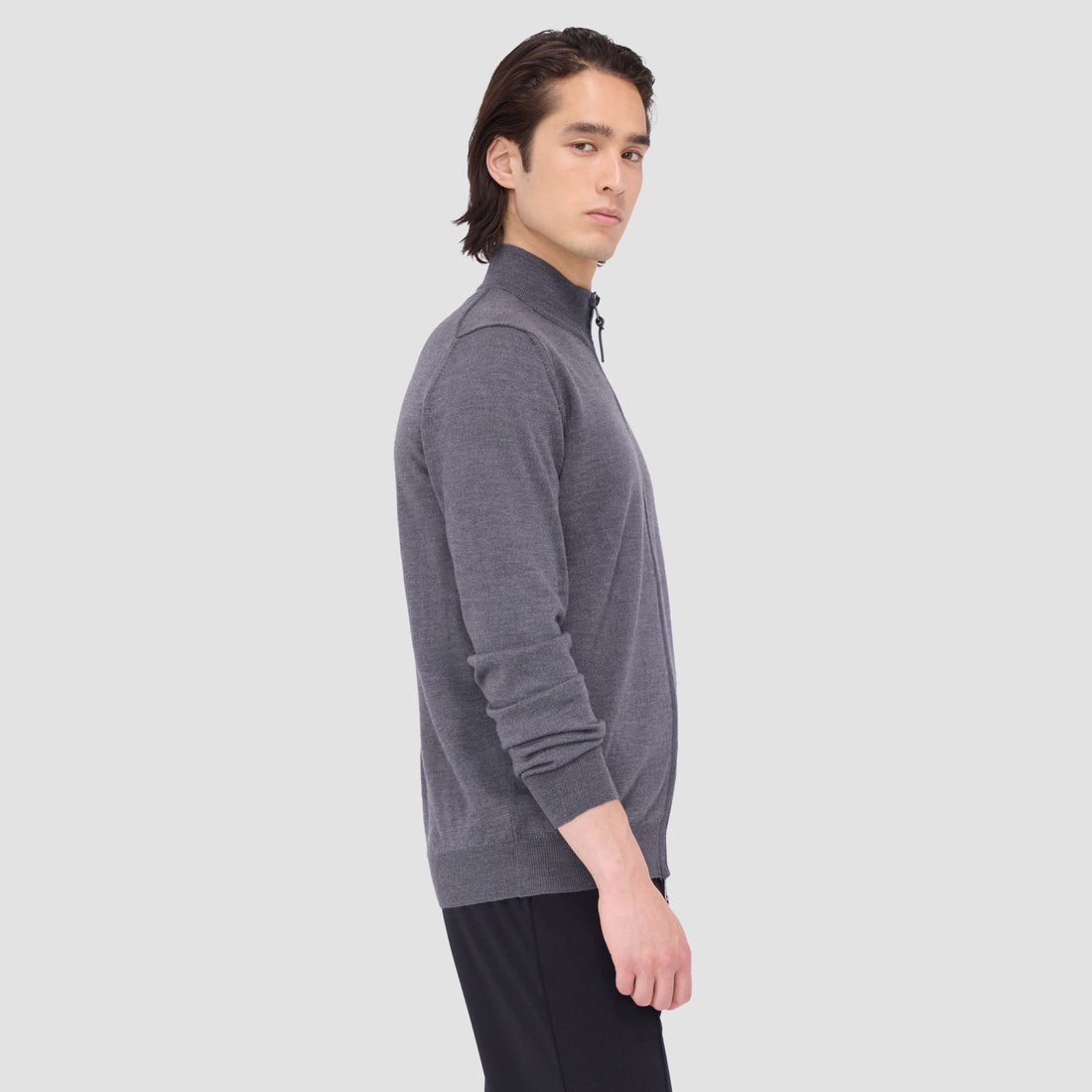 Super Merino Mock Neck Full Zip Sweater