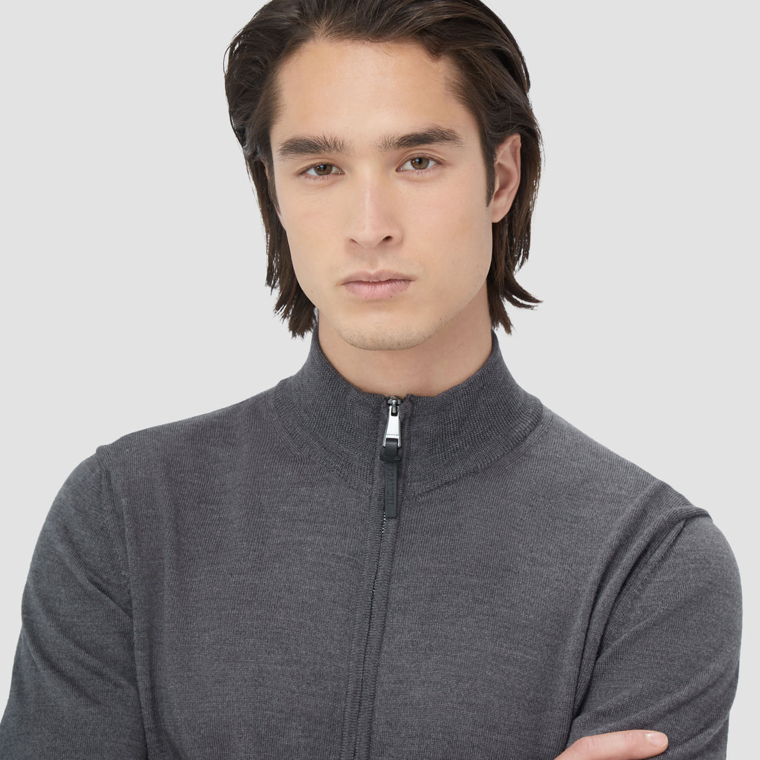 Super Merino Mock Neck Full Zip Sweater