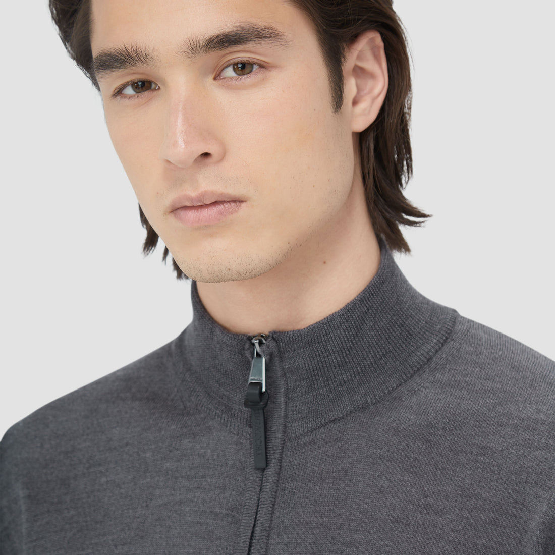 Super Merino Mock Neck Full Zip Sweater