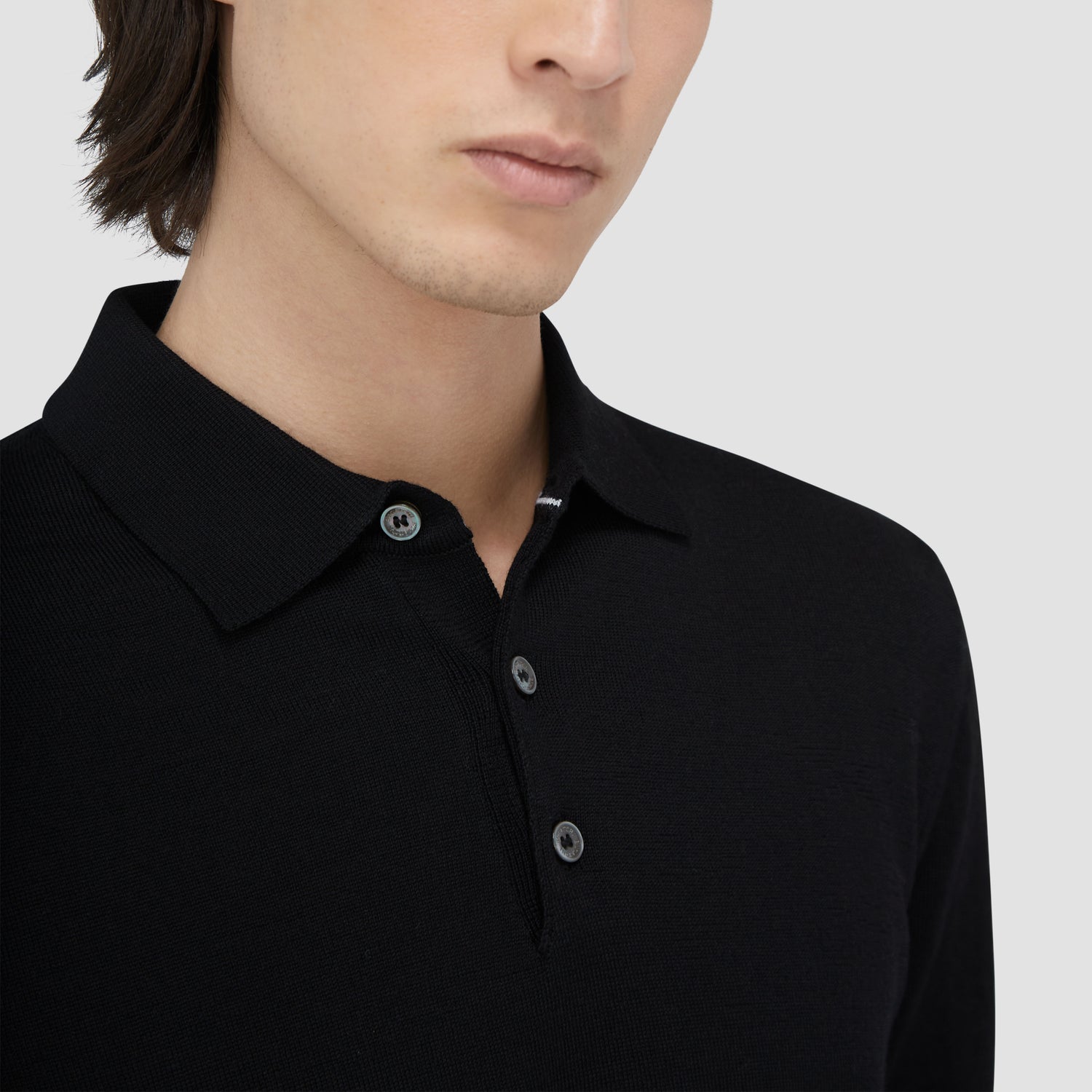 Super Merino Solid Polo Sweater