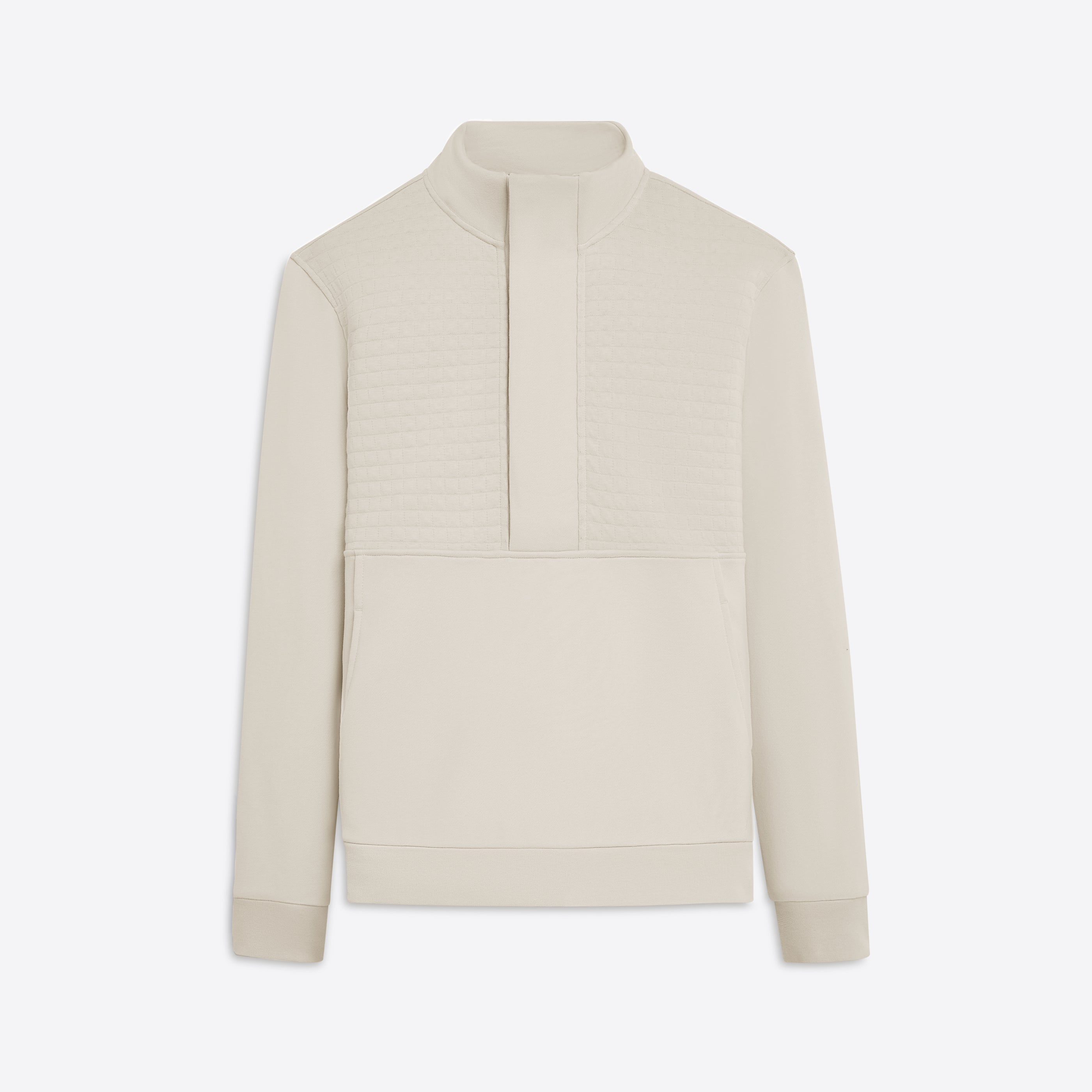 COTTON HALF-ZIP PULLOVER, Beige