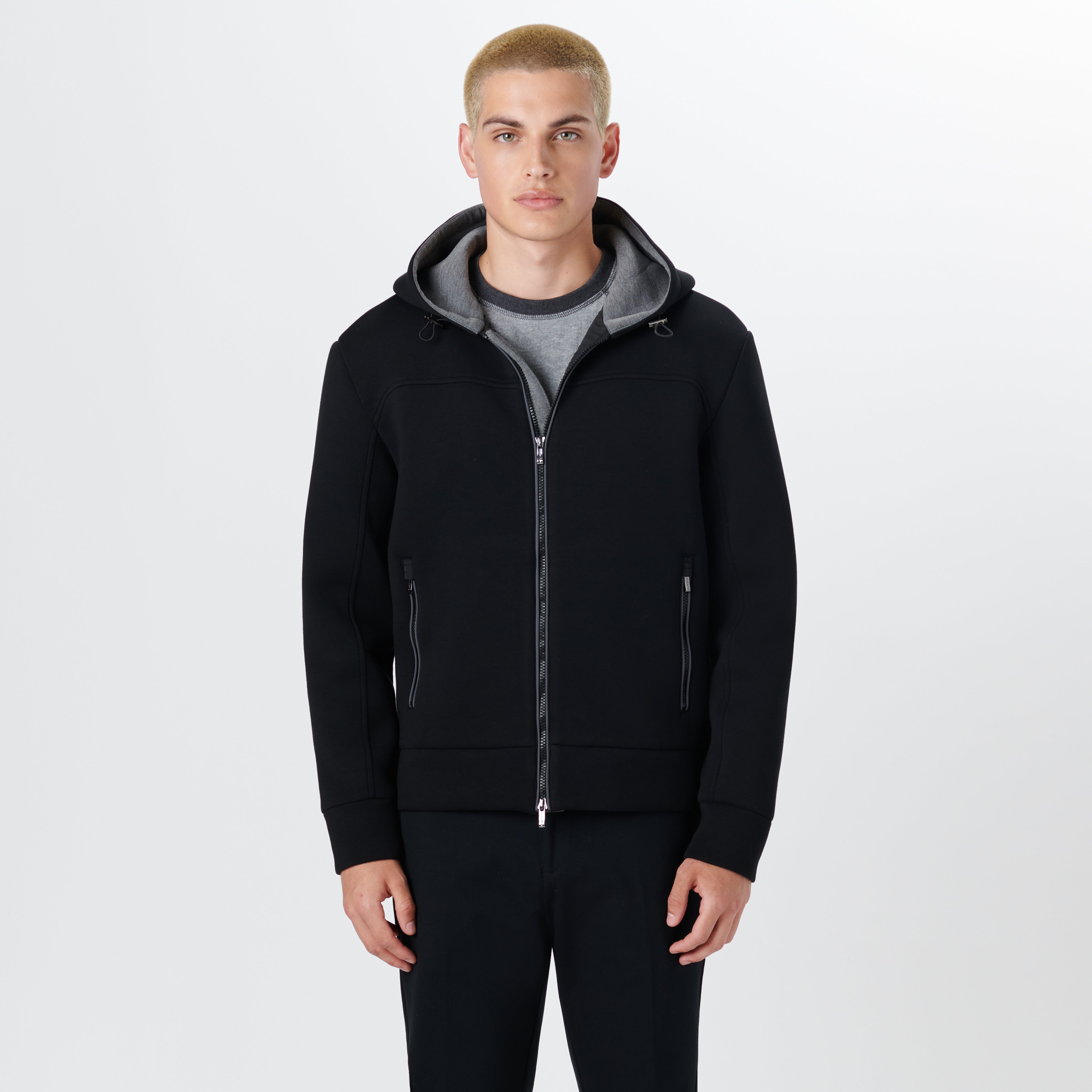 Bugatchi Men's Full-Zip Hooded Jacket Navy