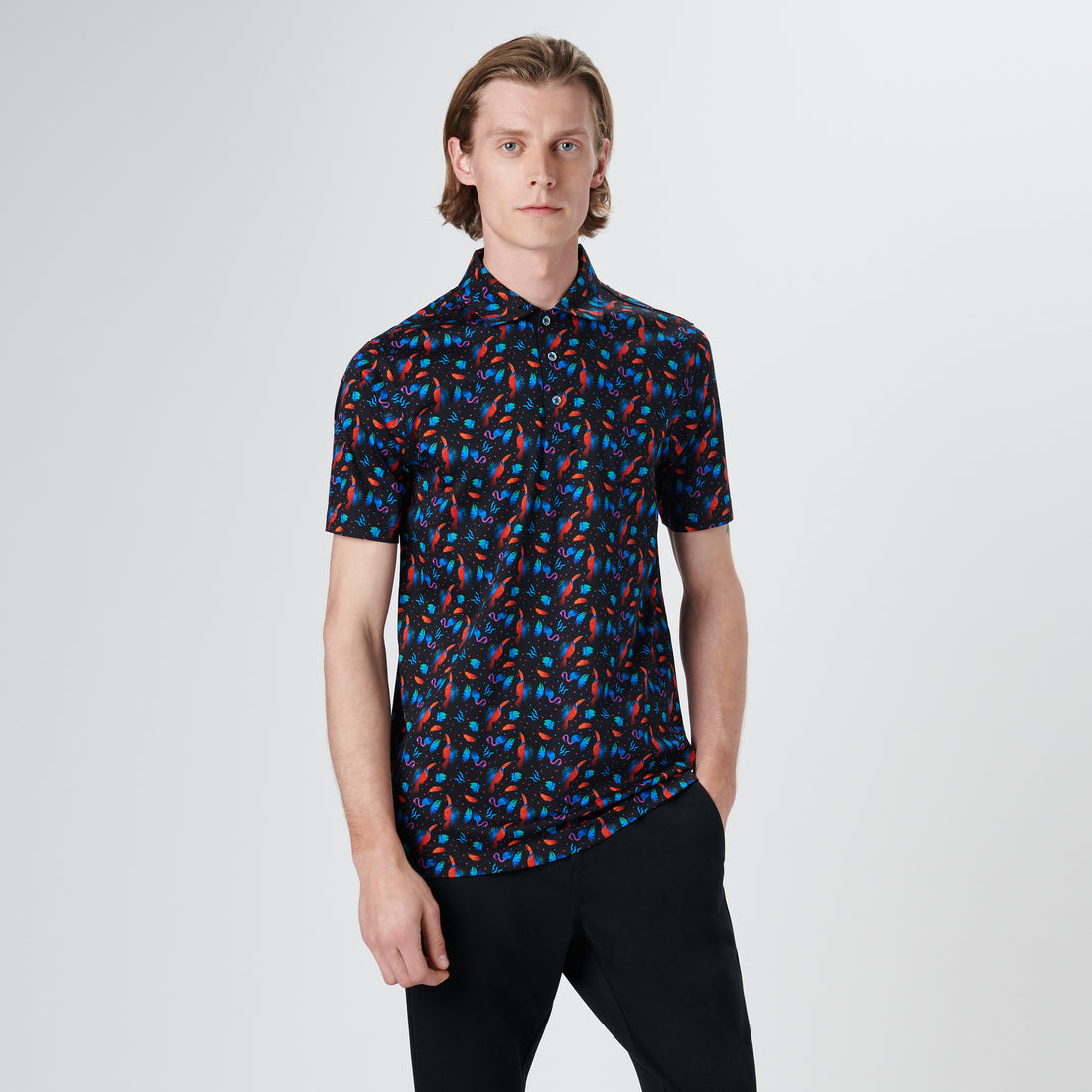 Hendrix Tropical Birds Print Polo