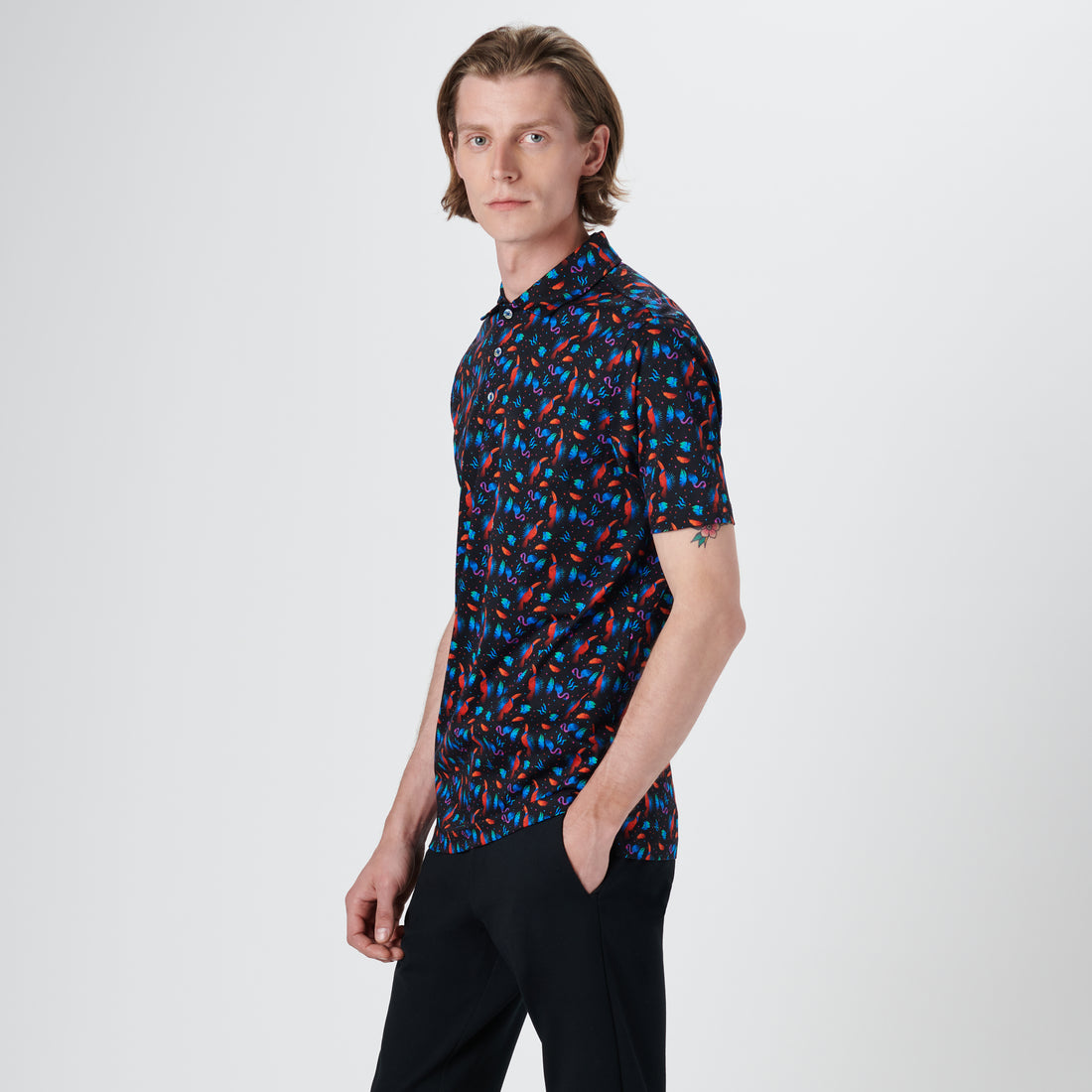 Hendrix Tropical Birds Print Polo