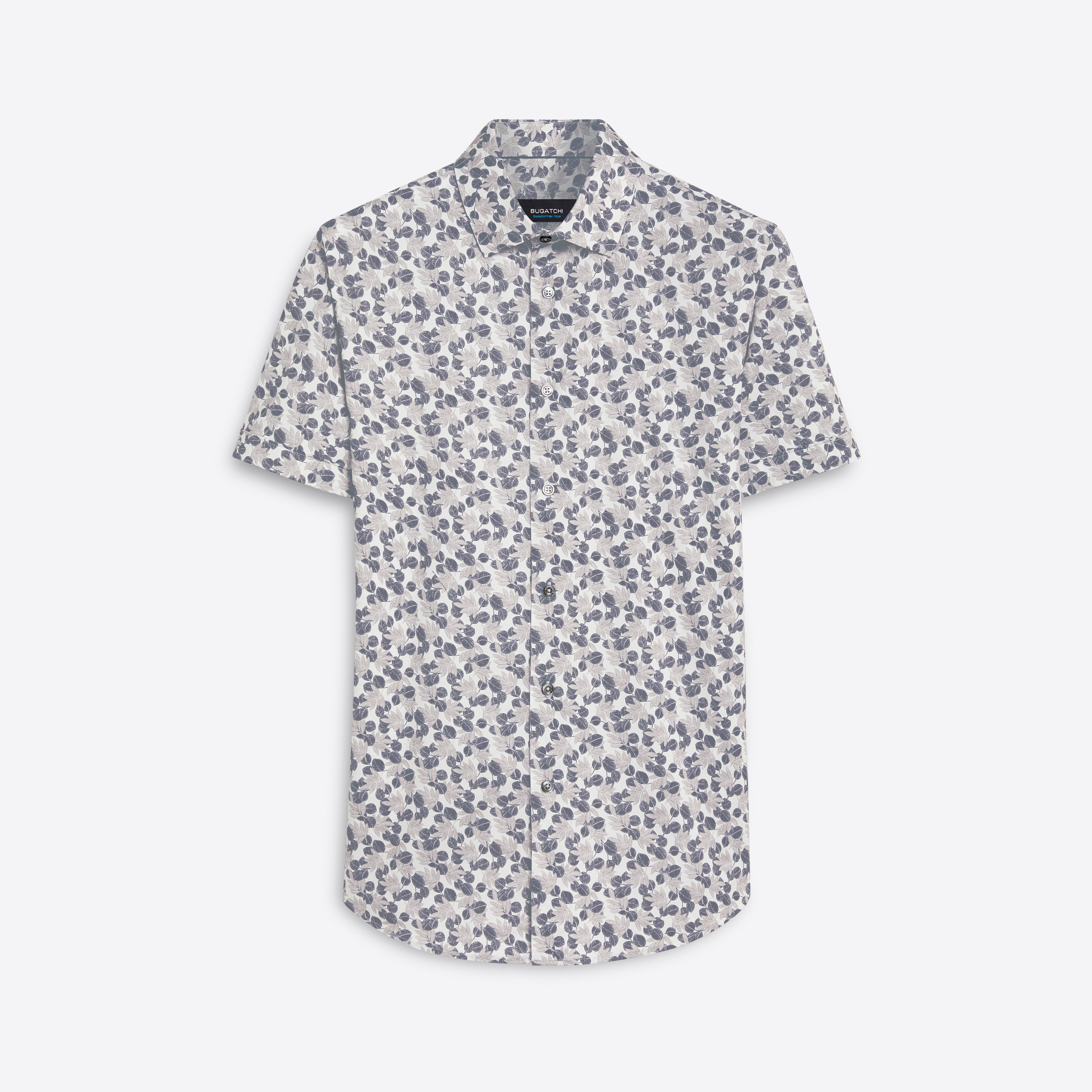 Miles Leaf Print OoohCotton Short Sleeve Shirt – BUGATCHI