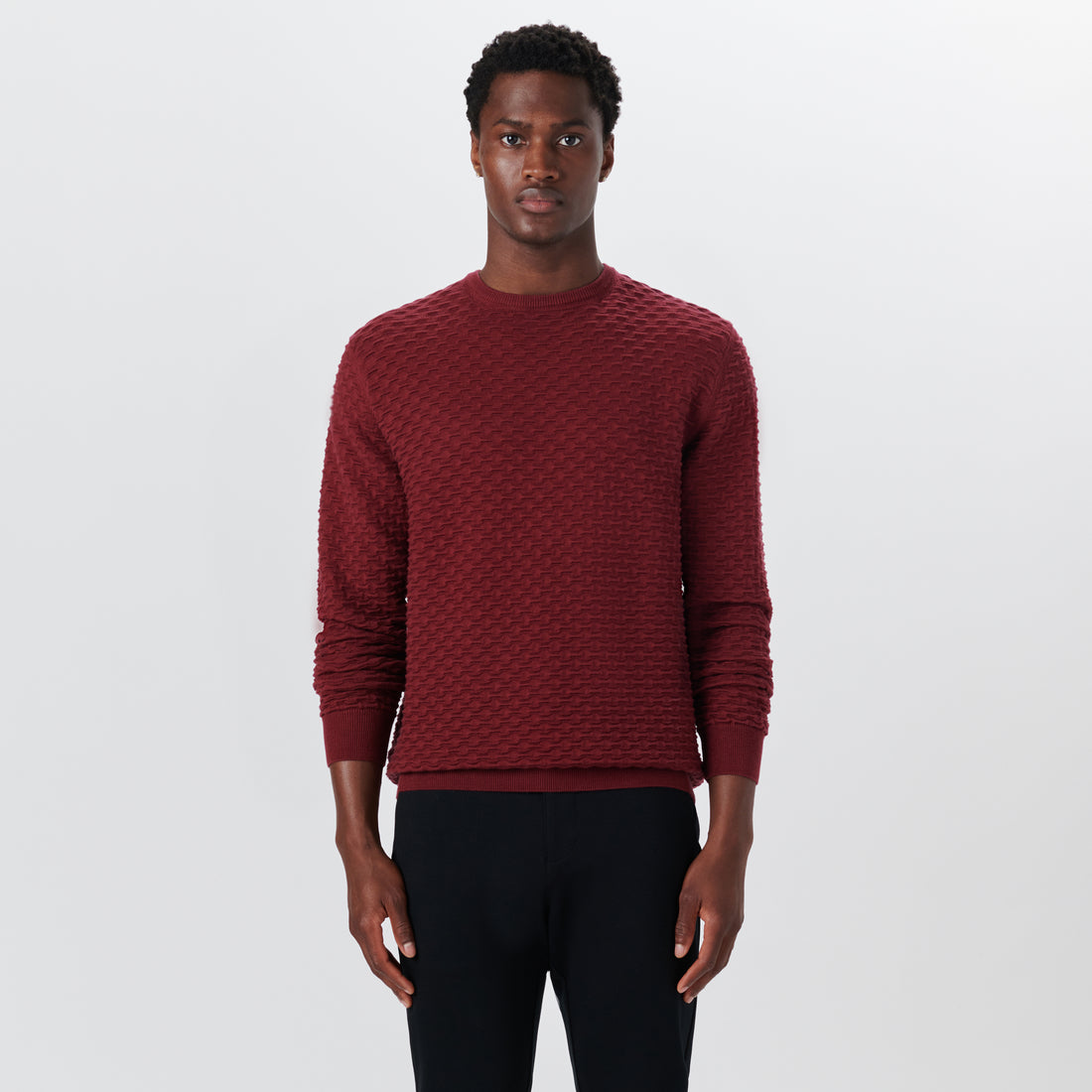 Crew Neck Jacquard Wave Sweater