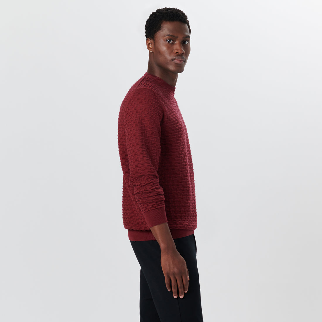 Crew Neck Jacquard Wave Sweater