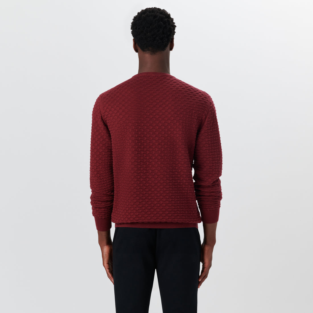 Crew Neck Jacquard Wave Sweater