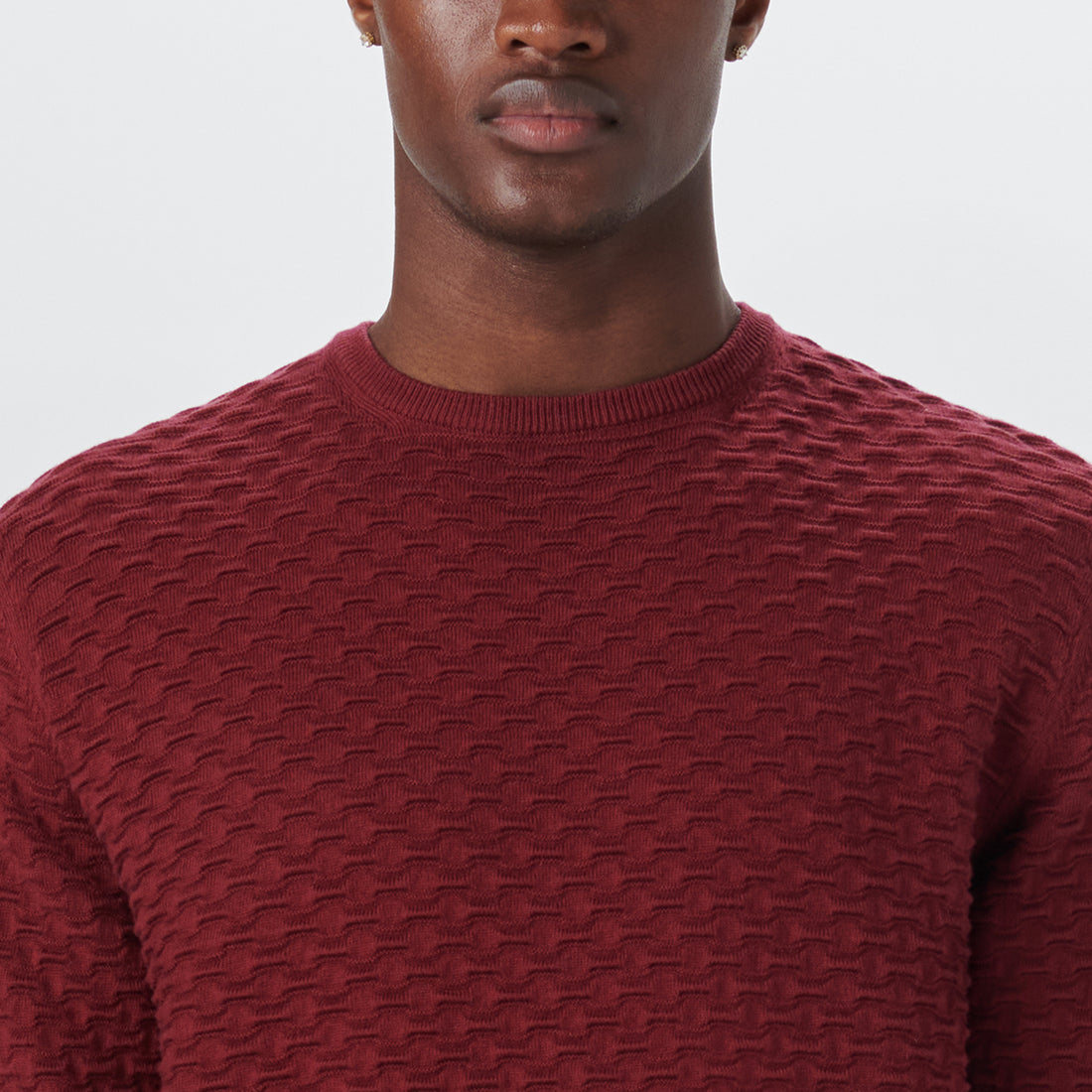 Crew Neck Jacquard Wave Sweater