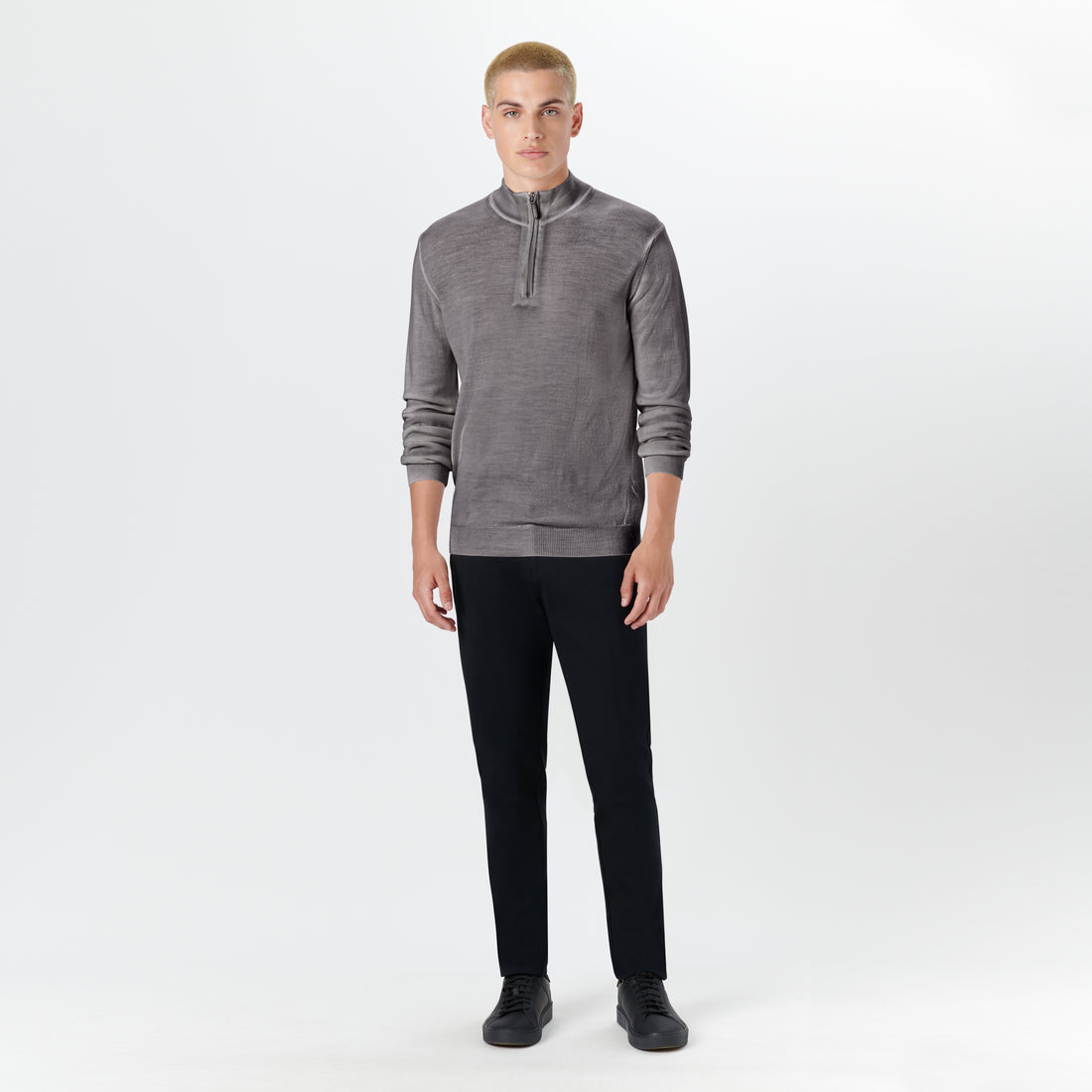 Super Merino Solid Quarter Zip Sweater