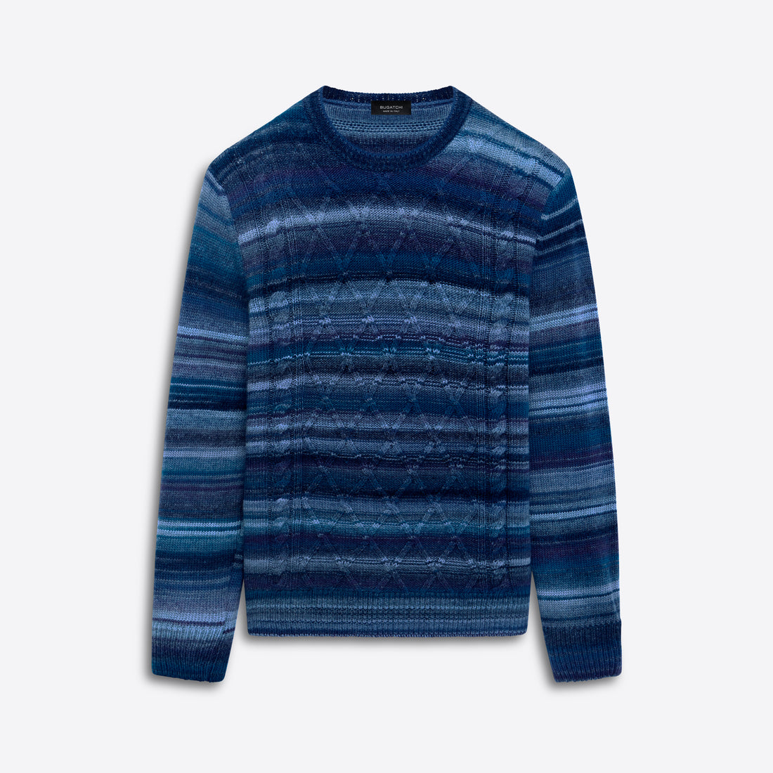 Crew Neck Striped Jacquard Sweater