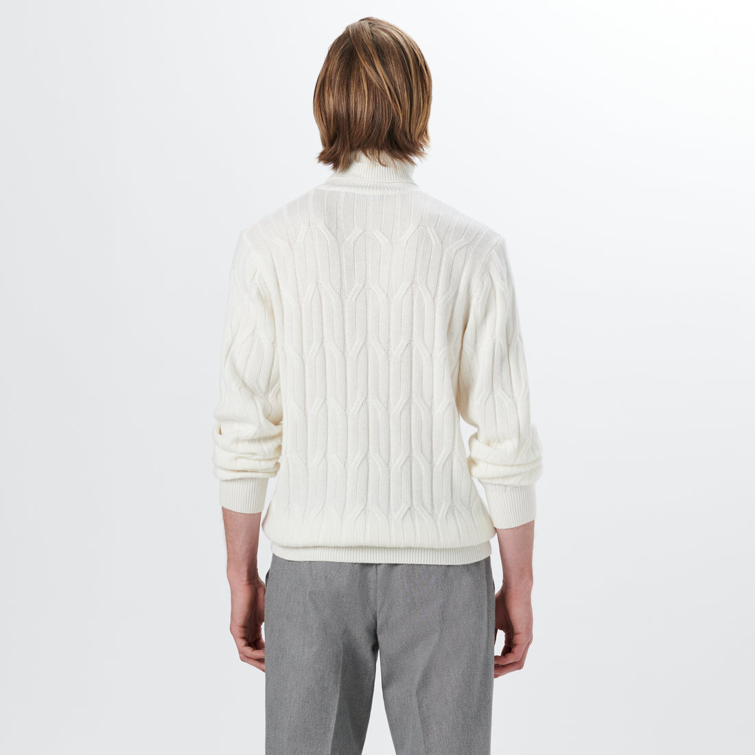 Turtle Neck Cable Jacquard Sweater