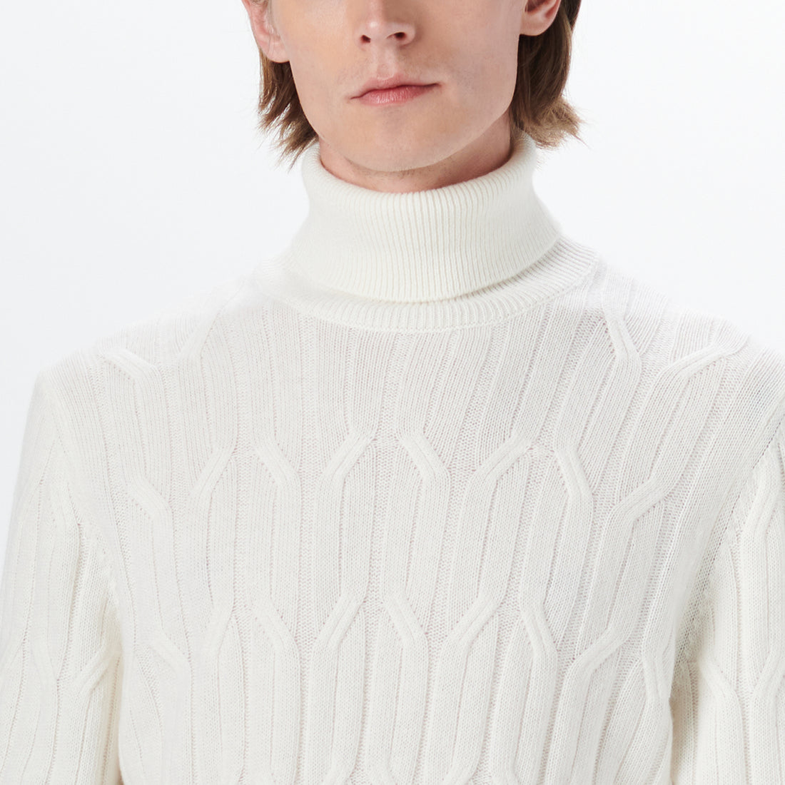 Turtle Neck Cable Jacquard Sweater