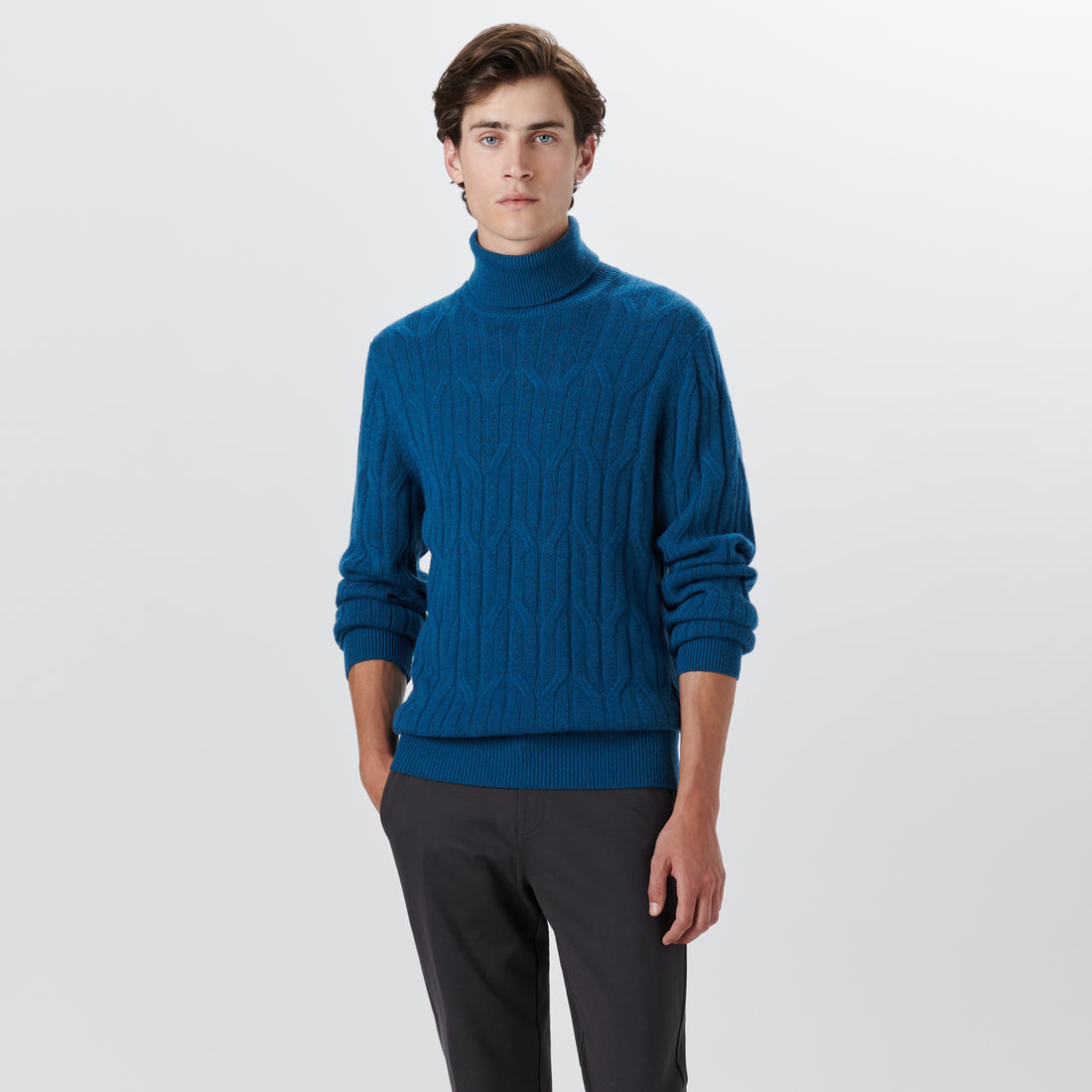 Turtle Neck Cable Jacquard Sweater