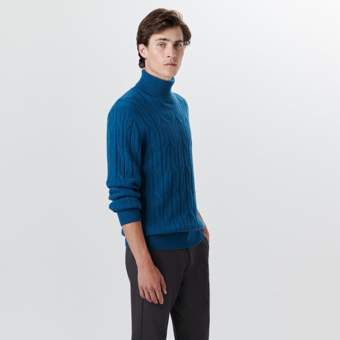 Turtle Neck Cable Jacquard Sweater