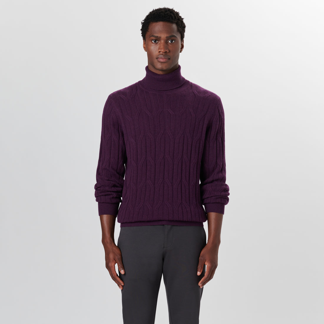 Turtle Neck Cable Jacquard Sweater