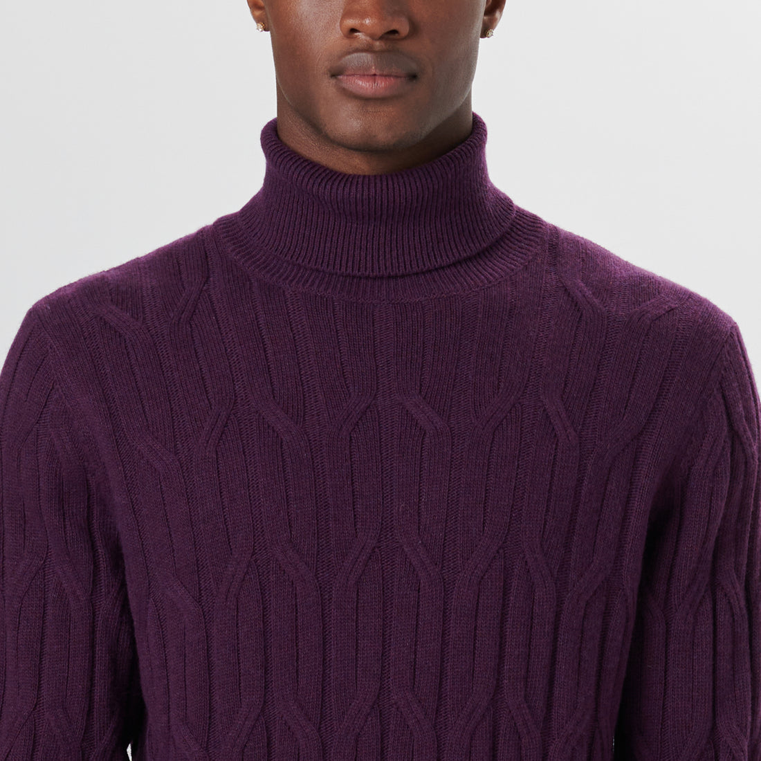 Turtle Neck Cable Jacquard Sweater