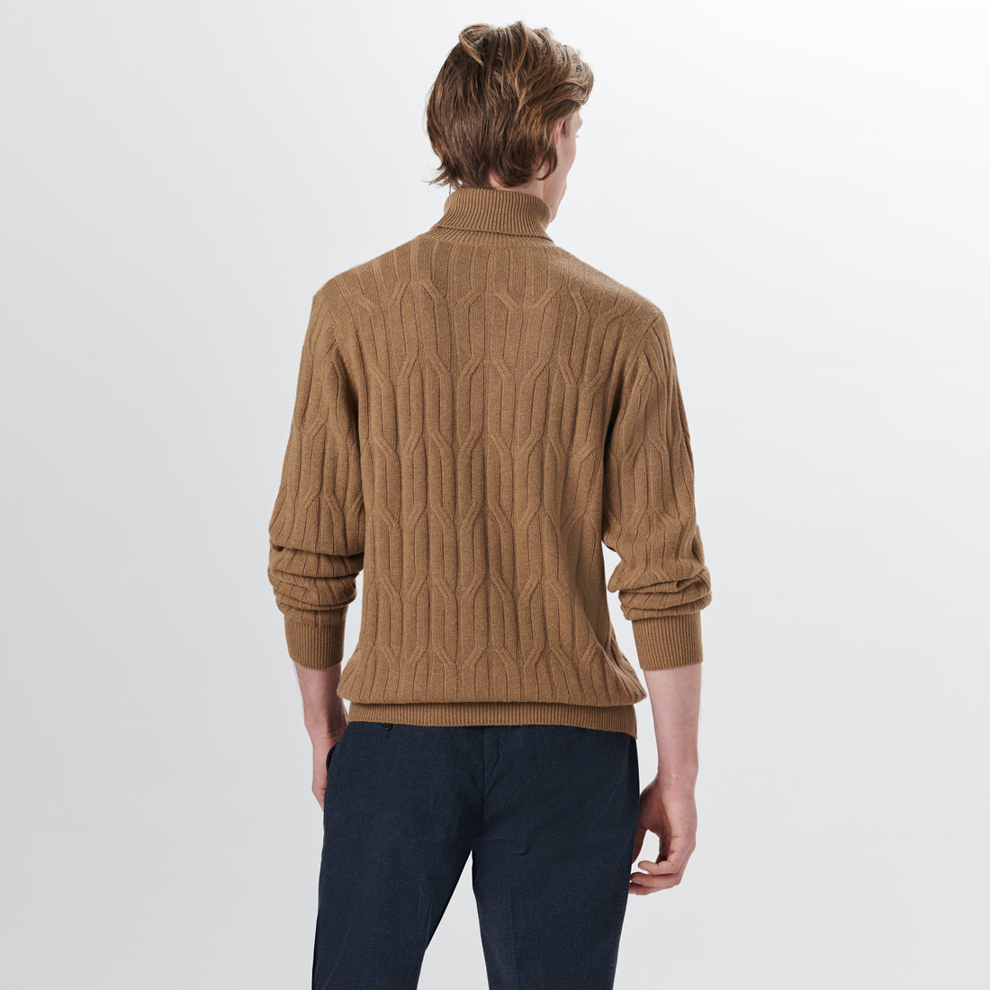 Turtle Neck Cable Jacquard Sweater