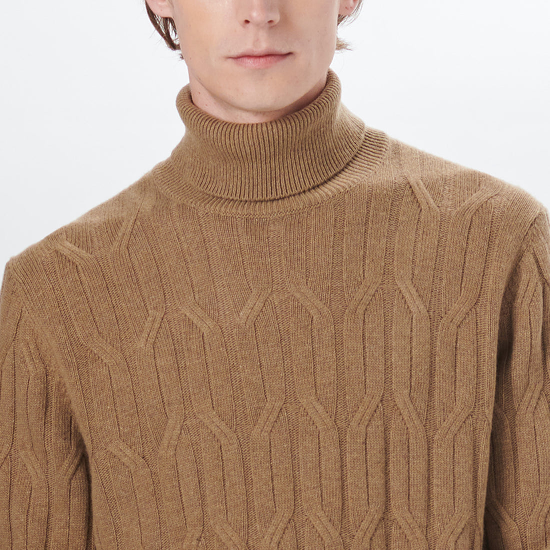 Turtle Neck Cable Jacquard Sweater