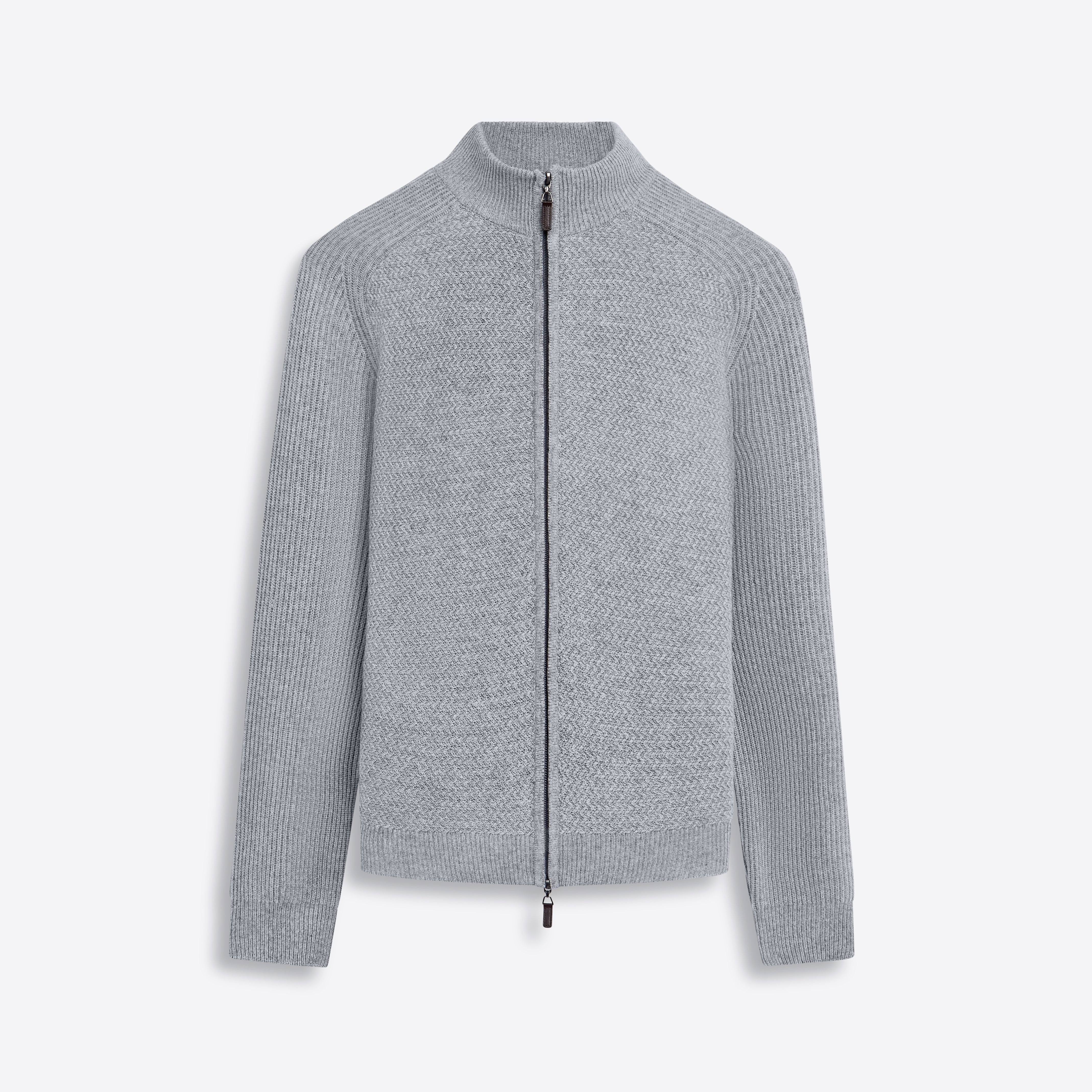 Full Zip Herringbone Sweater – BUGATCHI