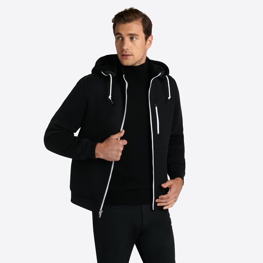 Solid Full Zip Mock Neck Jacket