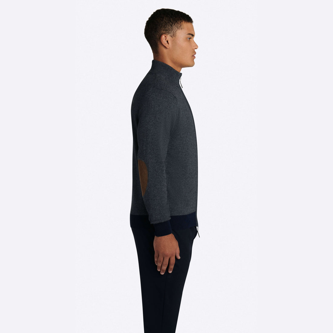 Solid Full Zip Mock Neck Sweater