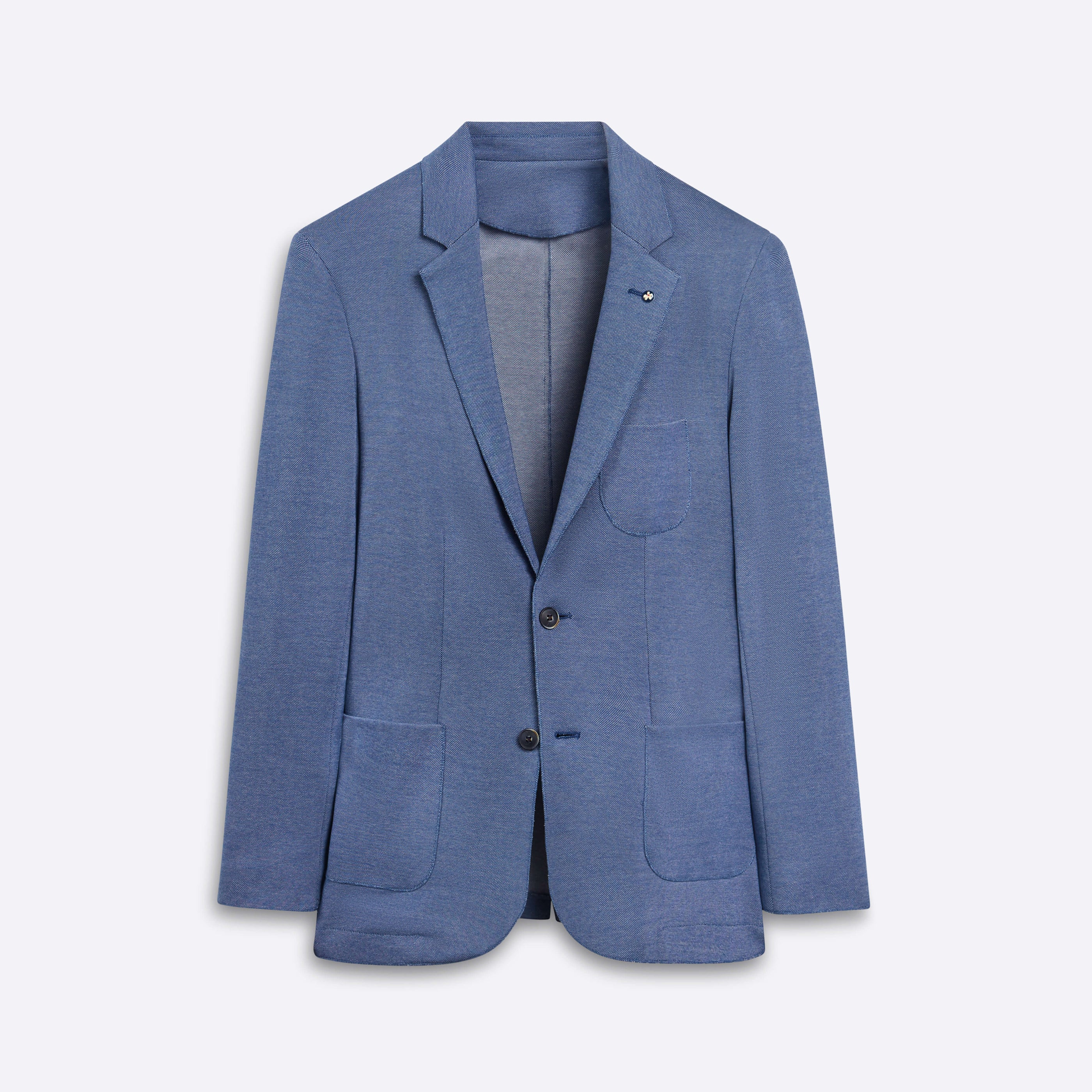 Blue 2-button knit blazer - Piero Puliti